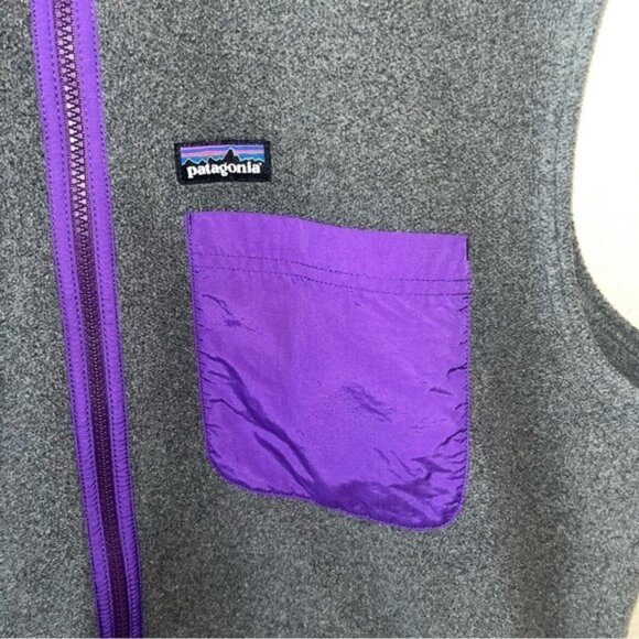 Patagonia Men’s Synchilla Grey with Purple Accents Vest Size XLarge - Picture 7 of 7